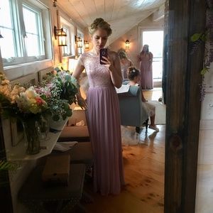 Rose gold lace bridesmaid dress